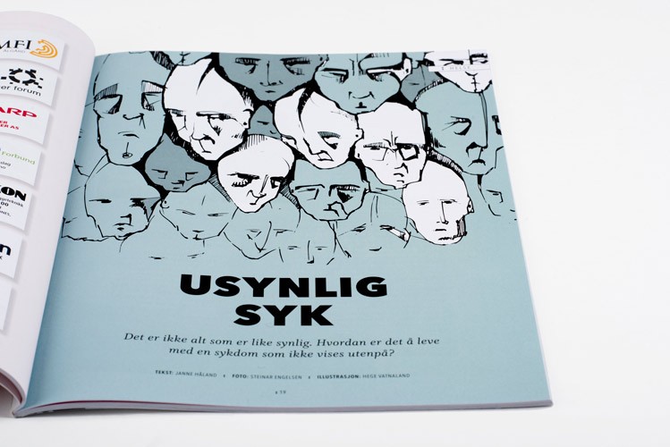 "Usynlig syk", publisert av Gatemagasinet Asfalt, 2016. Layout: Impress Publisering. Foto: Jan Inge Haga